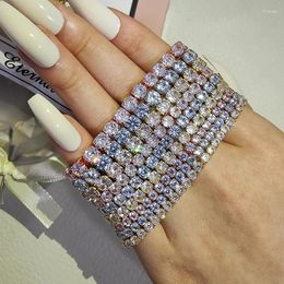 Bracelets à maillons couleur argent sur la main, 3mm 5MM 17cm 19CM, Bracelet de Tennis CZ pour femmes, bijoux de mode de mariage, vente en gros, cadeau de fête S5650