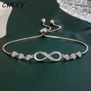 Pulseras de eslabones de Color plateado para mujer, brazaletes de mano redondos Infinity 8 Love para mujer, joyería de amistad y amigos con circonita brillante estética