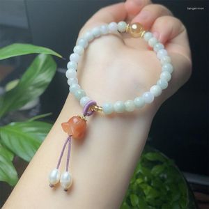 Link Armbanden Eenvoudig ontwerp Jade Bracelet High-End Pearl Agate Flower vrouwelijke lichte luxe vriend