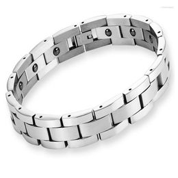 Schakelarmbanden Eenvoudige Mode Titanium Staal Gezonde Zorg Voor Mannen Trendy Armbanden Drukknoop Inspiraal Borstkanker Bewustzijn Effen