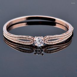 Bracelets à maillons SINLEERY bracelet en cristal de luxe pour les femmes couleur or Rose bijoux de mode à la main SSB