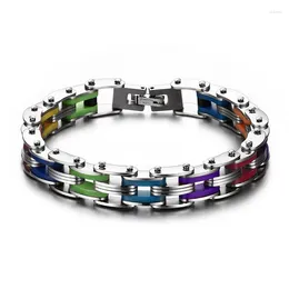 Linkarmbanden SIZZZ siliconen roestvrijstalen armband herenarmband regenboogkleur 316L sluiting voor dames