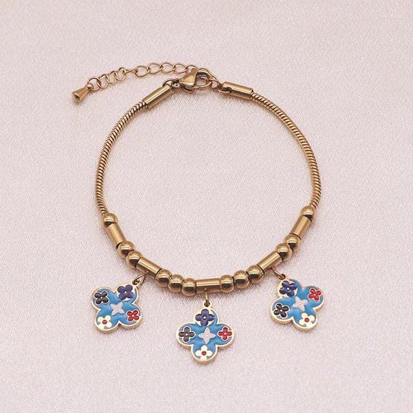 Bracelets à maillons SOXW Bracelet en acier inoxydable pour femmes bijoux de chaîne en forme de trèfle coloré