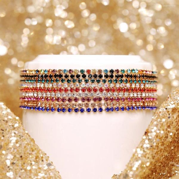 Bracelets à maillons Bracelet de diamant de couleur fantaisie scintillante pour femmes hommes créatifs simples multicolores strass élastiques chaînes de boîte en métal