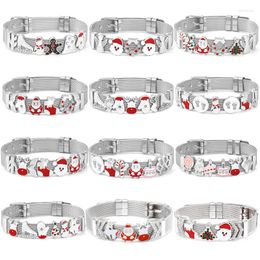 Lien Bracelets Offre Spéciale 10mm Style De Noël Père Noël Glisser Perles Maille Bracelet En Acier Inoxydable Charme Pour Les Femmes Bijoux De Noël