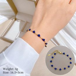 Bracelets liens Staintess Steel Bohemian ovale cristal bleu pierre bracelet Gold Chain pour femmes Bijoux de prière des hommes