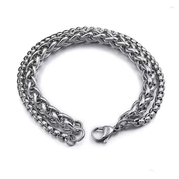 Bracelets à maillons en acier inoxydable, Double chaîne, Style 2024, cadeau Cool pour hommes, bijoux de fête Rock, accessoire pour femmes