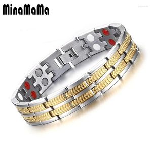 Bracelets de liaison Bracelet magnétique de la chaîne en acier inoxydable pour les femmes bijoux pour hommes en matière de santé énergétique
