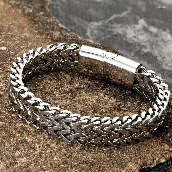 Bracelets à maillons en acier inoxydable pour hommes, chaîne Punk, accessoires à main, fermoir magnétique, Vintage, bijoux masculins, vente en gros, noël