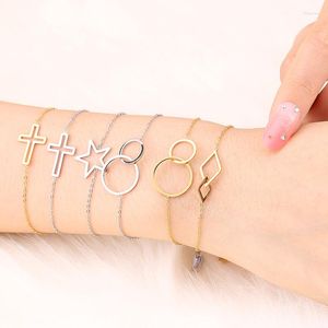 Link Armbanden Roestvrij Staal Voor Vrouwen Infinity Chain Vrouwelijke Meisjes Hart Kruis Charms Armband Sieraden Geschenken