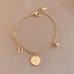 Link Armbanden Roestvrij Staal Goud Kleur Brief Armband Hoge Kwaliteit Vintage Bangels Vrouw Sieraden Persoonlijkheid Punk Meisje Geschenken Drop