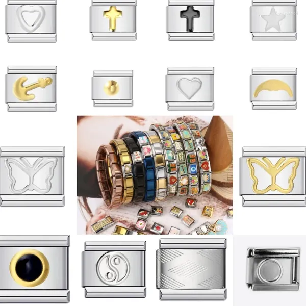 Bracelets de liaison acier inoxydable accessoires de chaîne de chaîne dorées croix italien liens module de charme bracelet femme bricolage