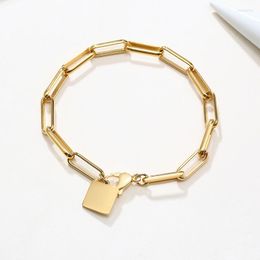 Braccialetti a maglie Quadrato in acciaio inossidabile per donna Colore oro femminile Coreano Moda semplice INS Supporto per accessori di design