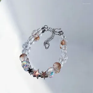 Bracelets à maillons étoile Y2k pour femmes, noyau de fée marron, perle de verre transparent, bijoux de fête simples et mignons Kawaii, cadeaux pour filles
