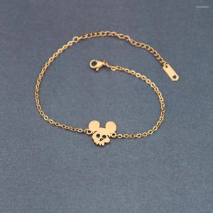 Link Armbanden Steampunk Mouse Bracelet roestvrij staal Gold vergulde Pulseras Skull Charme Golor Kleur Dierbanden voor vrouwelijke mannen