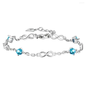 Bracelets à maillons en argent Sterling pour femmes, couleur infinie et Zircons, chaîne à main, bijoux originaux à la mode avec timbre