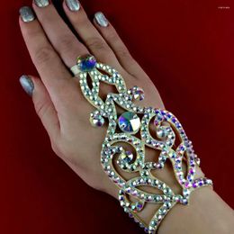 Link Armbanden Stonefans AB Kleur Geometrie Vinger Armband Sieraden Voor Vrouwen Charm Fashion Bangle Hand Decoratie Accessoires Luxe Club