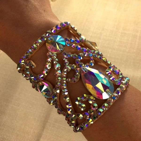 Bracelets de liaison Stonefans Crystal Crystal Belly Dance Bracelet Bangle Hand Accessories Performance Show Geometric Rhingestone