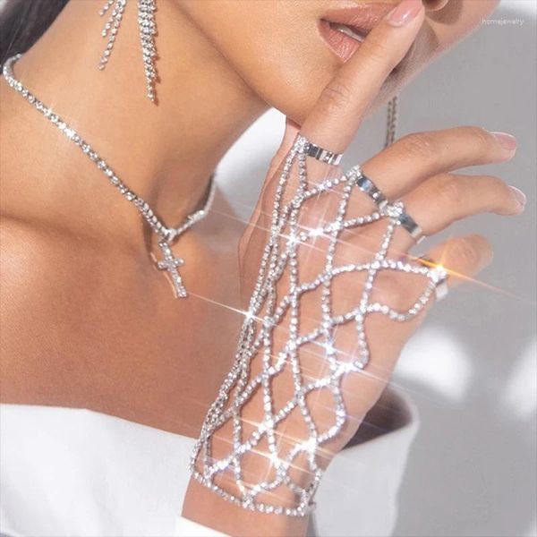 Bracelets de liaison Stonefans Ring Charm Finger Mesh Bracelet Linked Jewelry Femme pour les femmes Bangles de luxe à la main Hand Bangles 2024 Designer Wholeslae