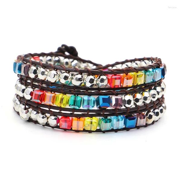 Bracelets à maillons avec pierres naturelles, perles Vintage multicolores, tissage, déclaration, bijoux végétaliens