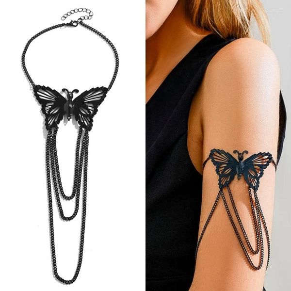 Pulseras de enlace elegantes borlas de mariposas Cadena de metal de moda accesorios de adornos abiertos