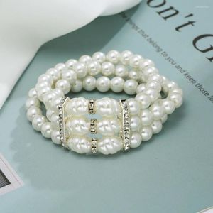 Link armbanden zomer parel kralen verklaring voor vrouwen bruids luxe luxe meerlagige armband bruiloftsfeest sieraden Bijoux