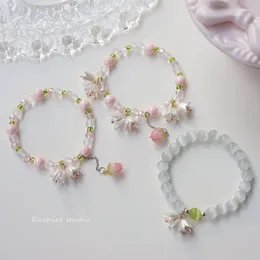 Link Bracelets dulces degradado rosa color lirio de la pulsera colgante del valle para mujeres niña primavera de verano flores tulipan