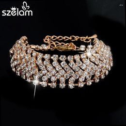 Bracelets de liaison Szelam 2024 Mariage de couleur or de luxe pour femmes en strass