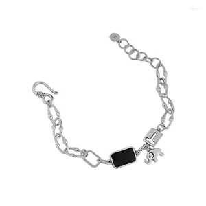 Bracelets à maillons en argent sterling 925 avec pompon et éléphants pour femmes et filles