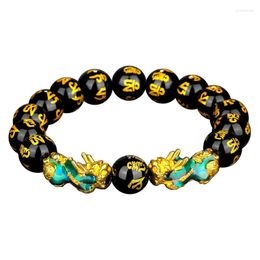 Bracelets à maillons Bracelet Pixiu thermochromique Mantra apporter chance et richesse bouddhisme foi avec des perles d'animaux anciennes T8DE