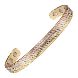 Bracelets à maillons trois couleurs plaqué cuivre pur Bracelet d'énergie magnétique rouge anti-oxydation manchette ouverte saine