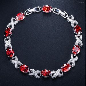 Bracelets de liaison trois graces charmantes couleurs argentées rouges rouges cz en cristal bracelet pour la fête de bijoux de mariage nuptiale BR340