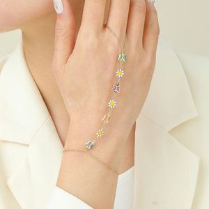 Bracelets de liaison Todorova Flower Butterfly Crystal Hand Chain Dinger Ring For Women Boho Jewelry Party Wedding Gift