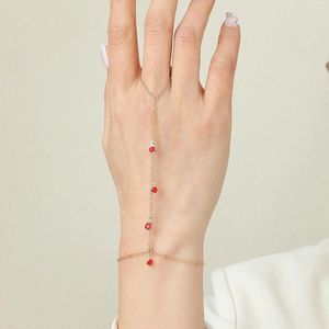 Bracelets de liaison todorova red zircon cristal rings bracelet for women boho connected hand harnned wifd bijourie cadeau