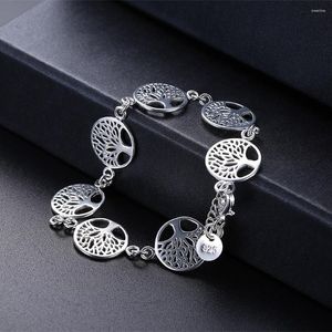 Link Armbanden Trending Zilver Kleur Edele Boom Bloemen Armband Voor Vrouwen Bruiloft Accessoires Mode-sieraden Verjaardagscadeau