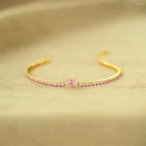 Bracelets à maillons à la mode 24K plaqué or rose Zircon bracelet charme pavé CZ dorure bracelet pour femmes fille mode bijoux cadeau d'anniversaire 2023