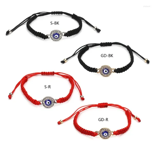 Pulseras de eslabones azul turco cadena de muñeca ajustable encanto de moda brazalete de cuerda trenzada para buena suerte y protecciones F19D