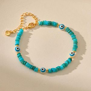 Bracelets à maillons Bracelet de perles de couleur turquoise avec oeil turc fait à la main pierres de cristal bleu ethnique Pulsera bijoux d'été cadeaux