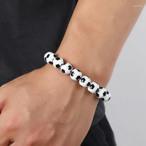 Lien Bracelets Unisexe Élastique Football Strand Bracelet Acrylique Football Bracelet Casual Sport Charme Bijoux De Mode Pour Femmes Hommes Fans Cadeaux