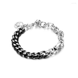 Lien Bracelets Unisexe Hiphop Rock Argenté Noir En Acier Inoxydable Bracelet Hommes Femme Simple Noeuds Chaîne Poignet Décoration Cadeau D'anniversaire