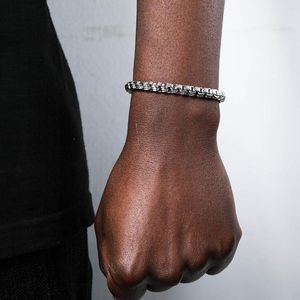 Bracelets à maillons US7 5.5MM, chaînes de boîte pour hommes, Bracelet de poignet en acier épais, tendance, chaîne de Couple en acier inoxydable, bijoux