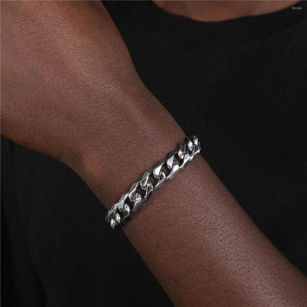 Pulseras de eslabones US7 de acero inoxidable para hombre, cadena cubana, pulsera de faceta triangular para mayorista, joyería para mujer 2023