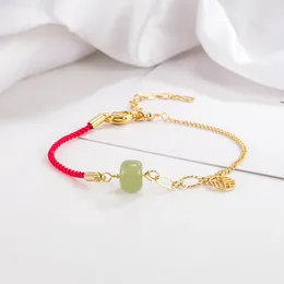 Link Armbanden Ventfille Gold Color Hetian Jade For Women Girl Asymmetry Red Rope Splicing Vintag Birthday Gift Drop