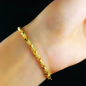 Bracelets à maillons en or dur vietnamien pour femmes, véritable plaqué 999, faux jaune, Imitation Pure, bijoux pour enfants