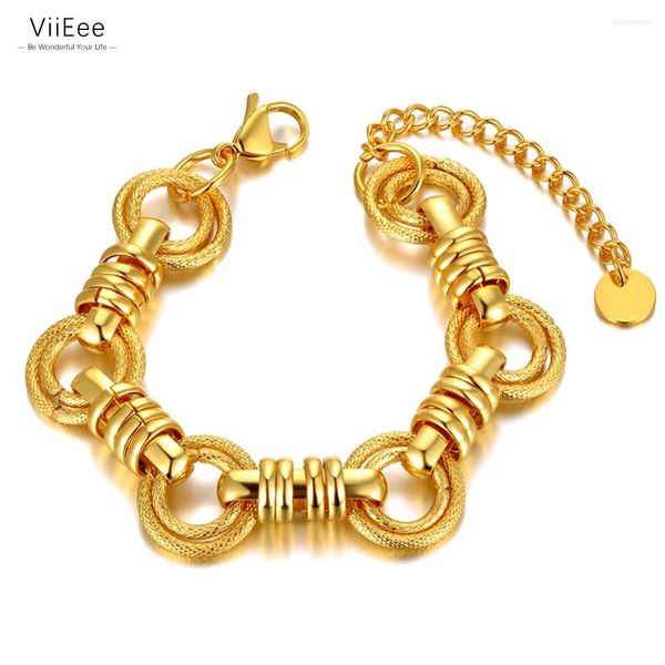 Bracelets de liaison viieee Titanium Chaîne en acier inoxydable TRENDY 18K Gold plaqué Hiphop / Rock Charm Bracelet Fomen Men VB22055