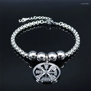 Link Armbanden Viking Vegvisir Kompas Ketting Mannen Rvs Nordic Runen Odin Armband Charm Kelten Etnische Sieraden B3543S03