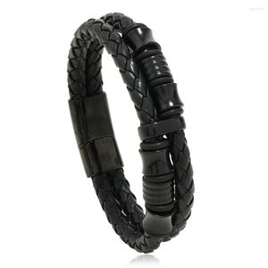 Bracelets à maillons Viking en cuir tissé pour hommes, classique, beau cadeau de fête, chaîne en corde, boucle magnétique, vente en gros