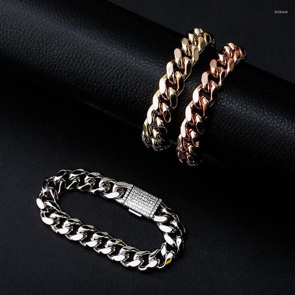 Lien Bracelets Vintage 14K Plaqué Or Cuba Bracelet 10-12 MM Esthétique Hip Hop Style Main Chaîne Pour Hommes Mode Bijoux Accessoires