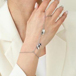 Pulseras de enlace mariposa vintage brillante lentejuelas boho boho boras de muñeca para mujeres cadenas de anillo de dedo amuletos simples joyas estéticas