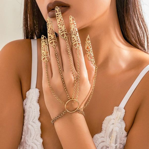 Bracelets de liaison vintage goth de la chaîne de poignet Dubaï Anneaux de doigt pour femmes Belly Dancer reliant le bracelet de harnais à main Bijoux Halloween